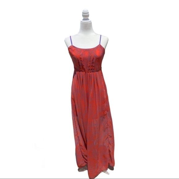 Esley Dresses & Skirts - Easley Peach and Blue Maxi Dress Size S